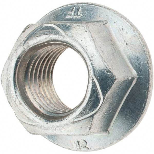 Made in USA - M16x2.00 Class 12 Steel Hex Flange Lock Nut - 18.3mm High, Cadium Plated with Wax Finish - USA Tool & Supply