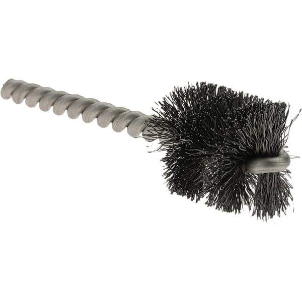 Weiler - 1" Diam Helical Steel Tube Brush - Single Spiral, 0.008" Filament Diam, 1" Brush Length, 3-1/2" OAL, 1/4" Diam Stainless Steel Shank - USA Tool & Supply