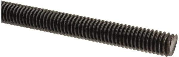 Value Collection - 3/8-16 UNC (Coarse), 6' Long, Medium Carbon Steel Threaded Rod - Black Oxide Finish, Right Hand Thread - USA Tool & Supply