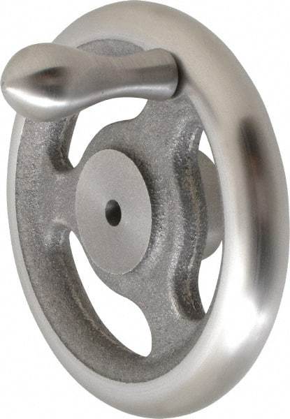 Made in USA - 5", Straight Handwheel - 1-1/2" Hub, Cast Iron, Plain Finish - USA Tool & Supply