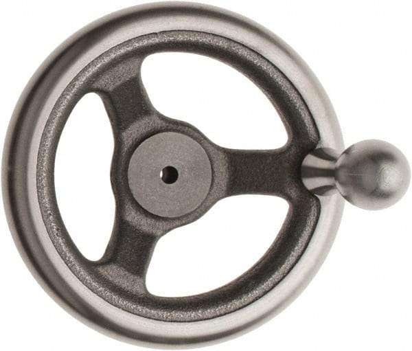 Made in USA - 6", Offset Handwheel - 1-3/8" Hub, Cast Iron, Plain Finish - USA Tool & Supply