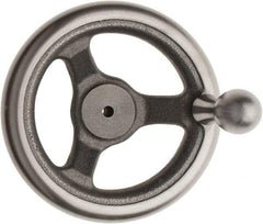 Made in USA - 6", Offset Handwheel - 1-3/8" Hub, Cast Iron, Plain Finish - USA Tool & Supply