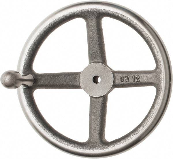 Made in USA - 12", Offset Handwheel - 2-1/2" Hub, Cast Iron, Plain Finish - USA Tool & Supply