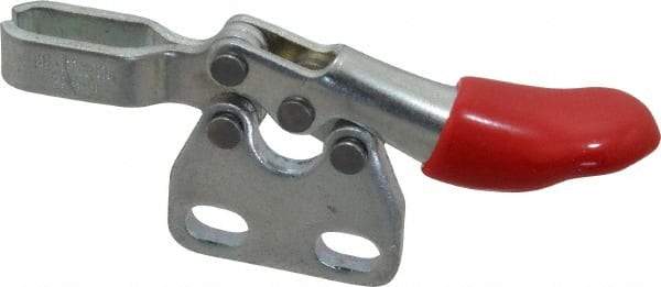 De-Sta-Co - 60 Lb Holding Capacity, Horizontal Handle, Manual Hold Down Toggle Clamp - 80° Handle Movement, 90° Bar Opening, U-Bar, Straight Base, Electro-Plated Zinc, Carbon Steel - USA Tool & Supply