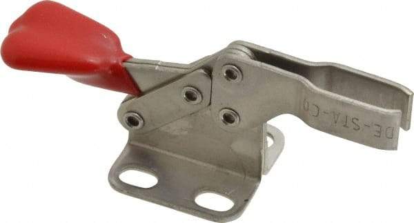 De-Sta-Co - 100 Lb Holding Capacity, Horizontal Handle, Manual Hold Down Toggle Clamp - 90° Handle Movement, 90° Bar Opening, U-Bar, Flanged Base, Electro-Plated Zinc, Stainless Steel - USA Tool & Supply