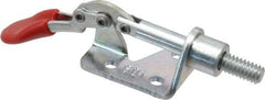 De-Sta-Co - 100 Lb Load Capacity, Flanged Base, Carbon Steel, Standard Straight Line Action Clamp - 3 Mounting Holes, 0.17" Mounting Hole Diam, 1/4" Plunger Diam, Thumb Handle - USA Tool & Supply