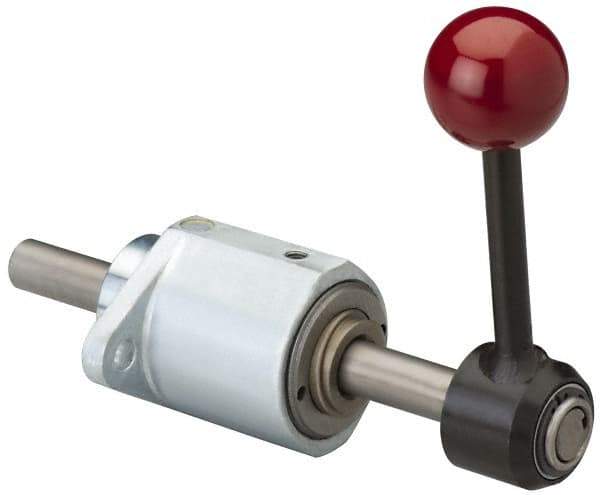 De-Sta-Co - 3,000 N Capacity, M6 Plunger, 12mm Plunger Diam, Flange Mt, One Hand, Hand Lever Actuation, Variable Stroke Straight Line Action Clamp - 45mm Max Rapid Stroke, 3mm Max Clamping Stroke, 6.5mm Mt Hole Diam, 68mm Overall Height, 153mm OAL - USA Tool & Supply
