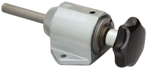 De-Sta-Co - 1,490.15 N Capacity, M5 Plunger, 8mm Plunger Diam, Foot Mt, One Hand, Hand Wheel Actuation, Variable Stroke Straight Line Action Clamp - 40mm Max Rapid Stroke, 2.5mm Max Clamping Stroke, 4.5mm Mt Hole Diam, 56mm Overall Height, 128mm OAL - USA Tool & Supply