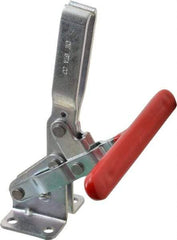 De-Sta-Co - 600 Lb Holding Capacity, Vertical Handle, Manual Hold Down Toggle Clamp - 58° Handle Movement, 103° Bar Opening, U-Bar, Flanged Base, Electro-Plated Zinc, Carbon Steel - USA Tool & Supply