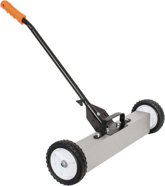 Shields Magnetics - 24" Long Push Magnetic Sweeper with Wheels - 6-13/16" Wide x 13" High x 48" Long, 7" Wheel Diam, 3/4 to 1-1/2" Clearance - USA Tool & Supply