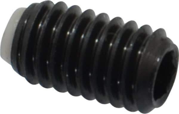 J.W. Winco - M6x1.00 Metric Coarse, 10mm Length of Thread, Soft Tip Point Set Screw - Grade 5.8 Steel, 3mm Key - USA Tool & Supply