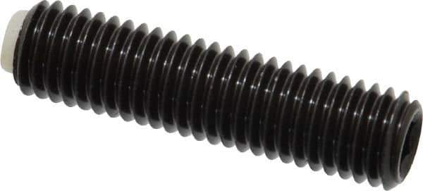 J.W. Winco - M10x1.50 Metric Coarse, 40mm Length of Thread, Soft Tip Point Set Screw - Grade 5.8 Steel, 5mm Key - USA Tool & Supply