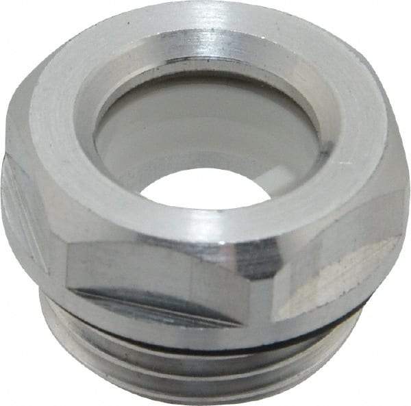 J.W. Winco - G 1/2 Thread, 23mm Distance Across Flats, Aluminum Oil Level Sight Glasses - 26mm Flange Diameter, 7.5mm Head Height, 8.5mm Length Under Head - USA Tool & Supply