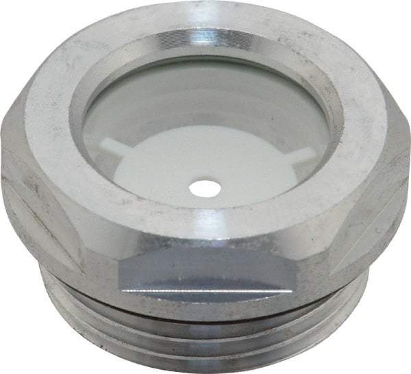 J.W. Winco - G 1 Thread, 36mm Distance Across Flats, Aluminum Oil Level Sight Glasses - 40mm Flange Diameter, 8.5mm Head Height, 11mm Length Under Head - USA Tool & Supply