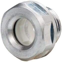 J.W. Winco - M16x1.5 Thread, 20mm Distance Across Flats, Aluminum Oil Level Sight Glasses - 22mm Flange Diameter, 7.5mm Head Height, 8mm Length Under Head - USA Tool & Supply