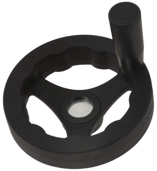 J.W. Winco - 200mm, Handwheel with Revolving Handle - 40mm Hub, Plastic, Plain Finish - USA Tool & Supply