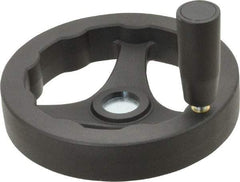 J.W. Winco - 125mm, Handwheel with Revolving Handle - 24mm Hub, Plastic, Plain Finish - USA Tool & Supply