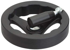 J.W. Winco - 125mm, Handwheel with Retractable Handle - 24mm Hub, Plastic, Plain Finish - USA Tool & Supply