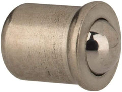 HALDER - 5mm Body Length x 4mm Body Diam, 2.5 N Init to 6 N Final End Force, Stainless Steel Press Fit Ball Plunger - 3mm Ball Diam, 1mm Max Ball Reach, 0.1mm Tolerance, 0.9mm Flange Thickness - USA Tool & Supply