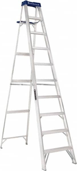 Louisville - 9 Steps, 10' High, Type I Rating, Aluminum Step Ladder - USA Tool & Supply