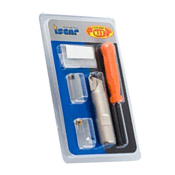 Iscar - 45° Lead Angle, 37/64" Min Cut Diam, Indexable Chamfer and Angle End Mill - 2 Inserts, SOMT 060204-HQ Insert Style, Straight Shank - USA Tool & Supply