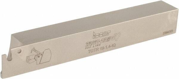 Iscar - External Thread, 0.5906" Max Depth of Cut, 1.4mm Min Groove Width, 140mm OAL, Right Hand Indexable Grooving Cutoff Toolholder - 3/4" Shank Height x 3/4" Shank Width, TAG Insert Style, TGT Toolholder Style, Series Tang-Grip - USA Tool & Supply