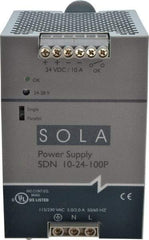 Sola/Hevi-Duty - 240 Watt, 10 Amp, 230 VAC Input, 24 VDC Output, DIN Rail Power Supply - 3.26 Inch Wide x 4.55 Inch Deep x 4.88 Inch High, Up to 88% Efficiency, 14 to 140°F, Green LED - USA Tool & Supply