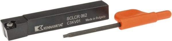 Kennametal - SCLC, Right Hand Cut, 5° Lead Angle, 3/8" Shank Height x 3/8" Shank Width, Neutral Rake Indexable Turning Toolholder - 2-1/2" OAL, CC..21.5. Insert Compatibility, Series Screw-On - USA Tool & Supply