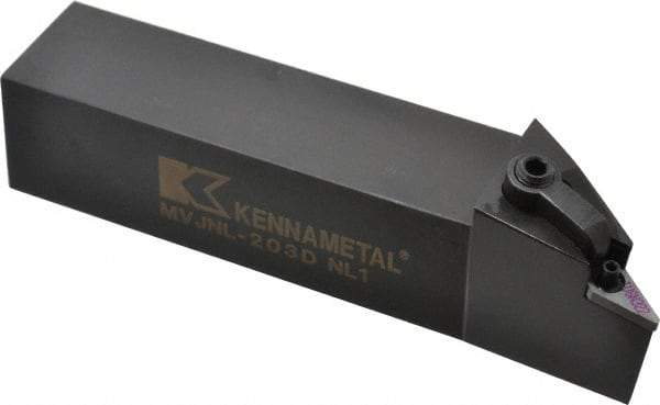 Kennametal - MVJN, Left Hand Cut, 3° Lead Angle, 1-1/4" Shank Height x 1-1/4" Shank Width, Negative Rake Indexable Turning Toolholder - 6" OAL, VN..33. Insert Compatibility, Series Kenloc - USA Tool & Supply