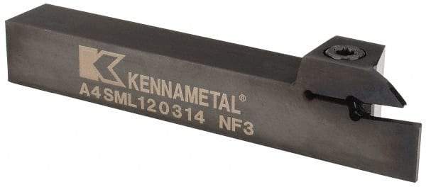 Kennametal - External Thread, 0.55" Max Depth of Cut, 3mm Min Groove Width, 127mm OAL, Left Hand Indexable Grooving Cutoff Toolholder - 19.05mm Shank Height x 19.05mm Shank Width, A4..03.. Insert Style, A4SM Toolholder Style, Series A4 - USA Tool & Supply