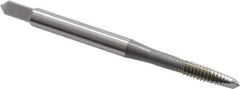 OSG - #8-32 UNC, 2 Flute, Bright Finish, High Speed Steel Spiral Point Tap - Plug Chamfer, Right Hand Thread, 2-1/8" OAL, 3/4" Thread Length, 0.168" Shank Diam, Series 105 - Exact Industrial Supply