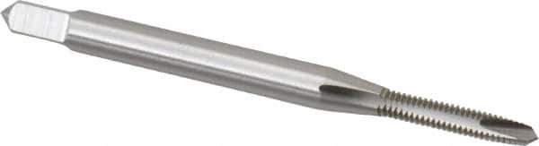 OSG - #2-56 UNC, 2 Flute, Bright Finish, High Speed Steel Spiral Point Tap - Plug Chamfer, Right Hand Thread, 1-3/4" OAL, 7/16" Thread Length, 0.141" Shank Diam, Series 105 - Exact Industrial Supply