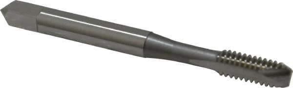 OSG - #12-24 UNC, 2 Flute, Bright Finish, High Speed Steel Spiral Point Tap - Bottoming Chamfer, Right Hand Thread, 2-3/8" OAL, 15/16" Thread Length, 0.22" Shank Diam, 2B/3B Class of Fit, Series 105B - Exact Industrial Supply