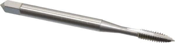 OSG - #4-40 UNC, 2 Flute, Bright Finish, High Speed Steel Spiral Point Tap - Plug Chamfer, Right Hand Thread, 1-7/8" OAL, 9/16" Thread Length, 0.141" Shank Diam, Series 105 - Exact Industrial Supply