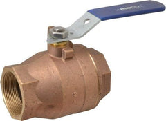 NIBCO - 2" Pipe, Full Port, Bronze Standard Ball Valve - 2 Piece, Inline - One Way Flow, FNPT x FNPT Ends, Lever Handle, 600 WOG, 150 WSP - USA Tool & Supply