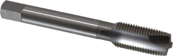 OSG - 1/2-20 UNF, 3 Flute, Bright Finish, High Speed Steel Spiral Point Tap - Plug Chamfer, Right Hand Thread, 3-3/8" OAL, 1-21/32" Thread Length, 0.367" Shank Diam, Series 105 - Exact Industrial Supply