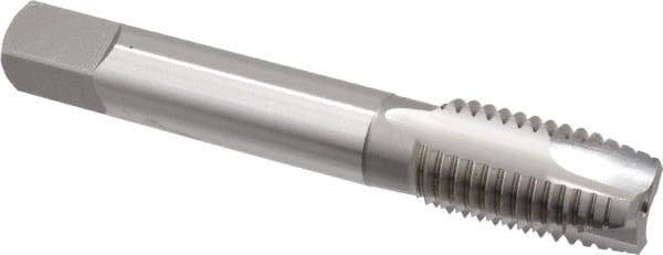 OSG - 3/4-10 UNC, 3 Flute, Bright Finish, High Speed Steel Spiral Point Tap - Plug Chamfer, Right Hand Thread, 4-1/4" OAL, 2" Thread Length, 0.59" Shank Diam, Series 105 - Exact Industrial Supply