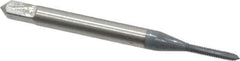 OSG - #0-80 UNF, 2 Flute, elektraLUBE Finish, High Speed Steel Spiral Point Tap - Plug Chamfer, Right Hand Thread, 1-5/8" OAL, 5/16" Thread Length, 2B Class of Fit, Series 105 - Exact Industrial Supply