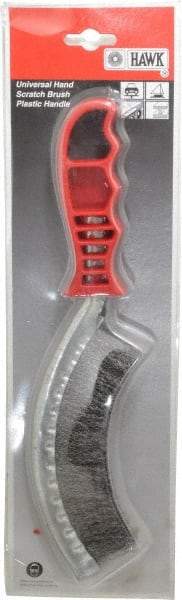 Value Collection - 1" Trim Length Steel Scratch Brush - 5-1/2" Brush Length, 10" OAL, 1" Trim Length, Plastic Ergonomic Handle - USA Tool & Supply