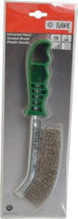 Made in USA - 1" Trim Length Stainless Steel Scratch Stainless Steel Brush - 5-1/2" Brush Length, 10" OAL, 1" Trim Length, Plastic Ergonomic Handle - USA Tool & Supply