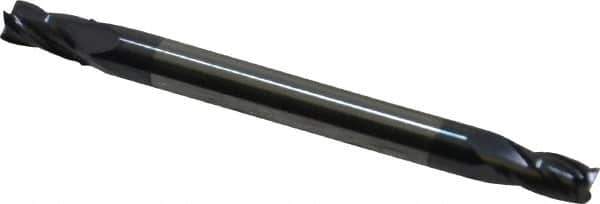 Accupro - 7/64", 3/16" LOC, 1/8" Shank Diam, 1-1/2" OAL, 4 Flute, Solid Carbide Square End Mill - Double End, AlTiN Finish, Spiral Flute, 30° Helix, Centercutting, Right Hand Cut, Right Hand Flute - USA Tool & Supply