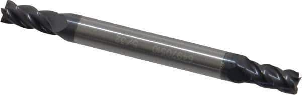Accupro - 5/32", 5/16" LOC, 3/16" Shank Diam, 2" OAL, 4 Flute, Solid Carbide Square End Mill - Double End, AlTiN Finish, Spiral Flute, 40° Helix, Centercutting, Right Hand Cut, Right Hand Flute - USA Tool & Supply