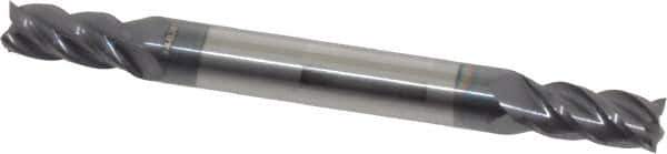Accupro - 7/32", 7/16" LOC, 1/4" Shank Diam, 2-1/2" OAL, 4 Flute, Solid Carbide Square End Mill - Double End, AlTiN Finish, Spiral Flute, 40° Helix, Centercutting, Right Hand Cut, Right Hand Flute - USA Tool & Supply