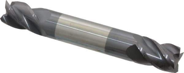 Accupro - 3/8", 1/2" LOC, 3/8" Shank Diam, 2-1/2" OAL, 4 Flute, Solid Carbide Square End Mill - Double End, AlTiN Finish, Spiral Flute, 40° Helix, Centercutting, Right Hand Cut, Right Hand Flute - USA Tool & Supply