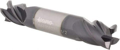 Accupro - 1/2", 5/8" LOC, 1/2" Shank Diam, 3" OAL, 4 Flute, Solid Carbide Square End Mill - Double End, AlTiN Finish, Spiral Flute, 40° Helix, Centercutting, Right Hand Cut, Right Hand Flute - USA Tool & Supply