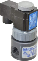 Plast-O-Matic - Direct Acting, PVC Solenoid Valve - Normally Closed, Viton Seal - USA Tool & Supply