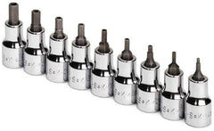 SK - 9 Piece 3/8" Drive Inch Hex Bit Socket Set - 5/64 to 1/4" Hex - USA Tool & Supply