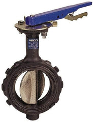 NIBCO - 8" Pipe, Wafer Butterfly Valve - Lever Handle, Ductile Iron Body, Buna-N Seat, 250 WOG, Ductile Iron Disc, Stainless Steel Stem - USA Tool & Supply