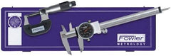 Fowler - 3 Piece, Machinist Caliper and Micrometer Tool Kit - 0 to 6 Inch Caliper, 0 to 1 Inch Micrometer, 0.0001 Inch Graduation - USA Tool & Supply