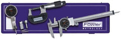 Fowler - 9 Piece, 0" to 0.03" Measuring Range, 0-100 Dial Reading, Black Dial Test Indicator Kit - 0.0005" Dial Graduation - USA Tool & Supply